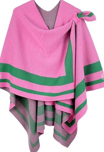 Striped Shoulder Poncho